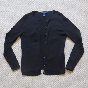Ann Taylor Black Cardigan w/ Pearl Gray Buttons S